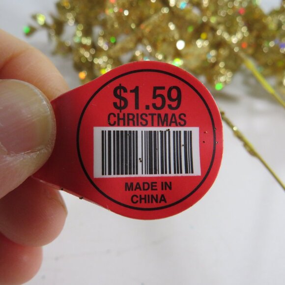 Gold Glitter Leaves with RAINBOW Glitter mixed in (3) Floral Stems Faux Floral - Picture 8 of 9